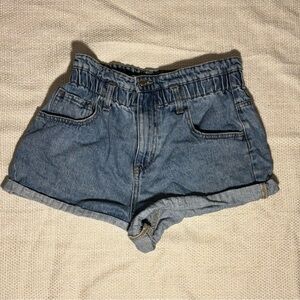 Forever 21 Blue Jean Shorts High-Waisted Paper Bag Style